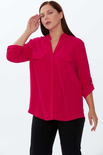 Büyük Beden Hakim Yaka Bluz