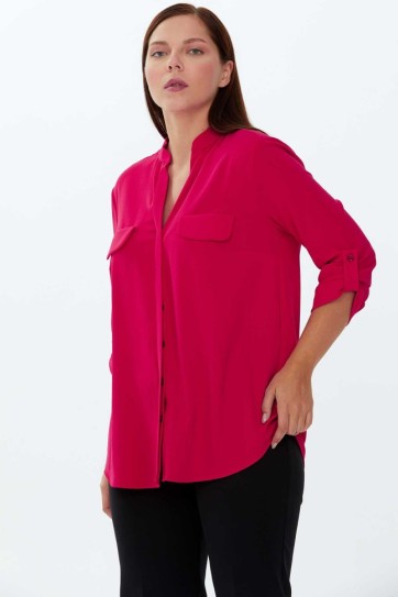 Büyük Beden Hakim Yaka Bluz