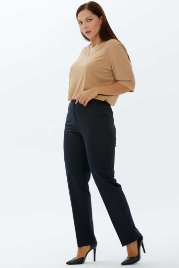 Büyük Beden Tam Lastikli Cepsiz Pantolon