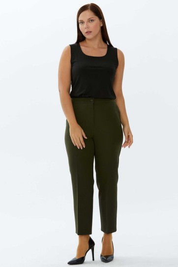 Büyük Beden Arkası Lastikli Süs Cep Pantolon