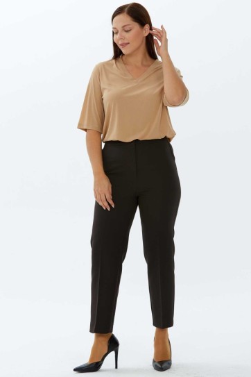 Büyük Beden Arkası Lastikli Süs Cep Pantolon