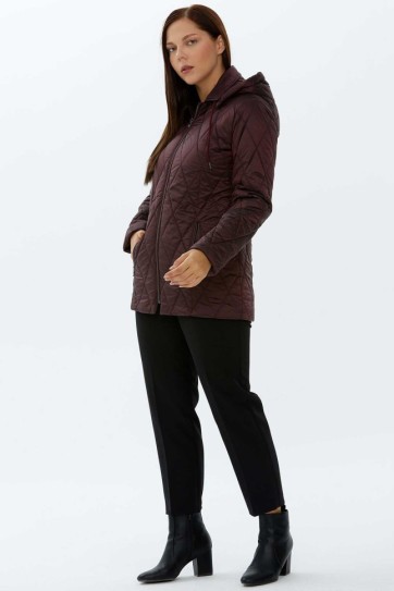 Kapüşonlu Fermuarlı Kapitone Mont