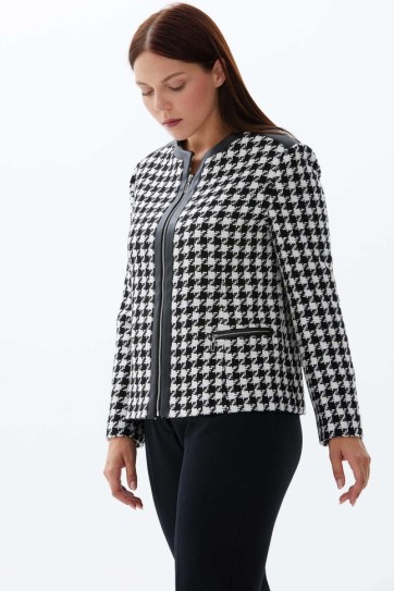 Büyük Beden Deri Kombinli Kazayağı Ceket