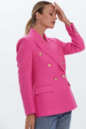 Kruvaze Çok Düğme Tüvit Ceket