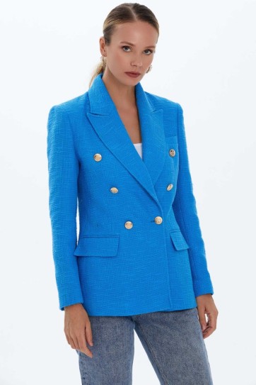 Kruvaze Çok Düğme Tüvit Ceket