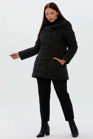 Büyük Beden Kruvaze Yandan Fermuarlı Anorak