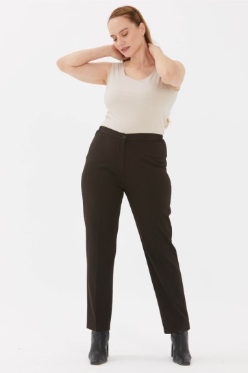 Büyük Beden Beli Tam Lastikli Pantolon