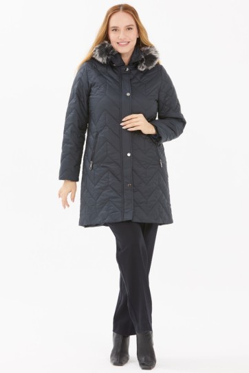 Yakası Kürklü Önü Çıtçıtlı Kapitone Mont