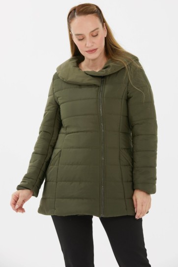 Büyük Beden Kruvaze Yandan Fermuarlı Anorak