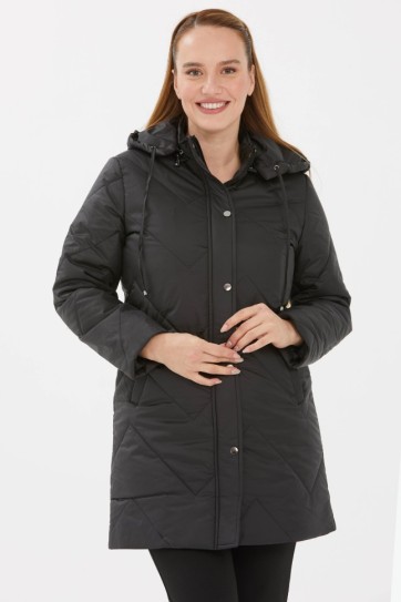 Büyük Beden Üçgen Dikişli Kapitone Mont