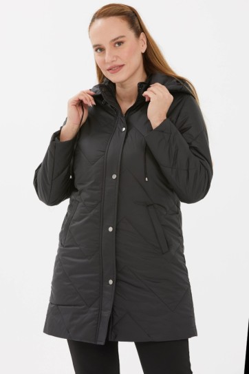 Büyük Beden Üçgen Dikişli Kapitone Mont