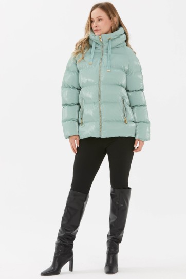 Grogrenli Kendinden Kapüşonlu Mont