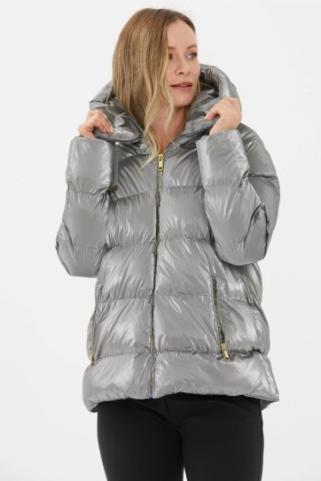 Grogrenli Kendinden Kapüşonlu Mont