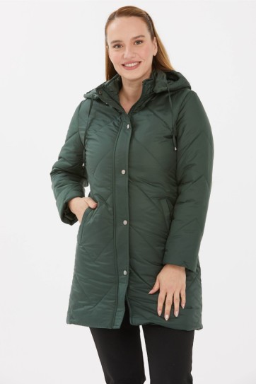 Büyük Beden Üçgen Dikişli Kapitone Mont