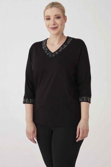 B.BD.YK.VE KOL UCU LEPOPAR TAŞLI PENYE BLUZ