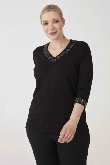 B.BD.YK.VE KOL UCU LEPOPAR TAŞLI PENYE BLUZ