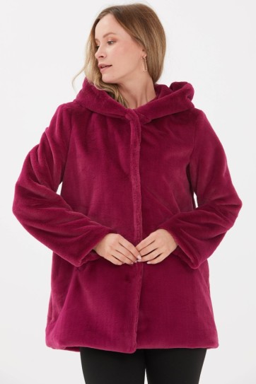 Kendinden Kapüşonlu Kürk Kaban