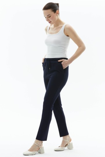 Beli Lastikli Bağlamalı Boru Paça Pantolon