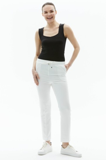 Beli Lastikli Bağlamalı Boru Paça Pantolon