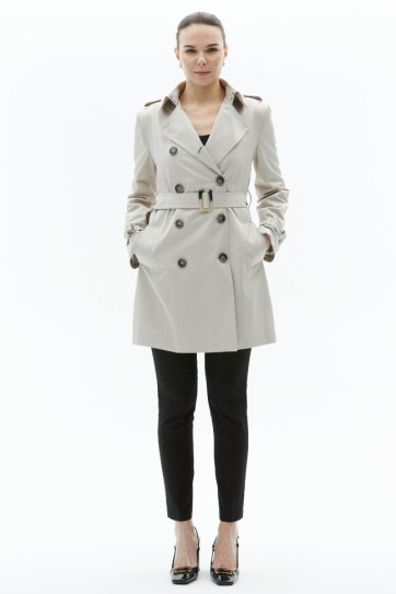 Kruvaze Beli Kemerli Trençkot