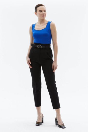 Pilili Boru Paça Yüksek Bel Pantolon