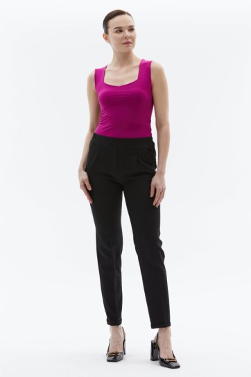 Beli Plili Duble Paça Lastikli Pantolon