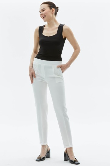 Beli Plili Duble Paça Lastikli Pantolon