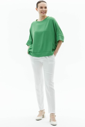 Yanları Cepli Düşük Kol Bluz