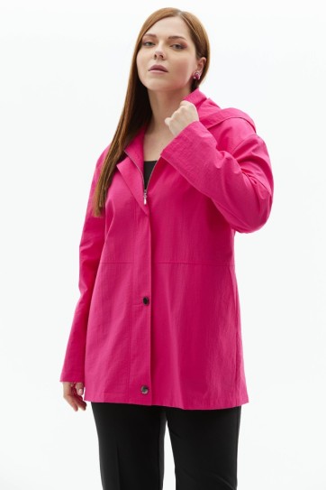 Büyük Beden Dik Yaka Çıtçıtlı Trençkot