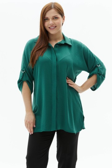 Büyük Beden D Tokalı Düşük Kol  Bluz