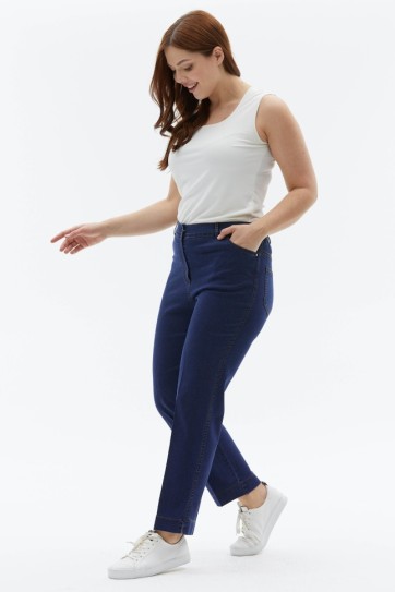 Büyük Beden Yarım Lastikli Spor Cep Kot Pantolon