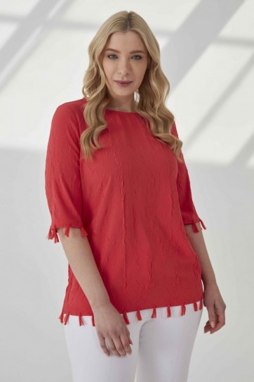 B.BD.KOL UCU VE ETEK UCU PÜSKÜLLÜ BLUZ