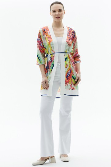 Kol Ucu ve Kenarı Ribana Kombinli Uzun Hırka