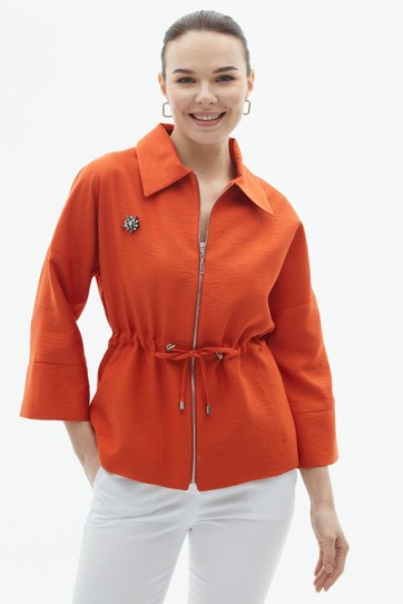 Beli Büzgülü Şömiziye Yaka Cepli Ceket