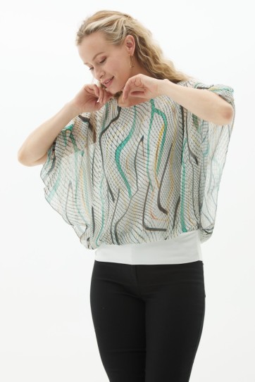 Üstü Dökümlü Kombinli Piton Desen Bluz