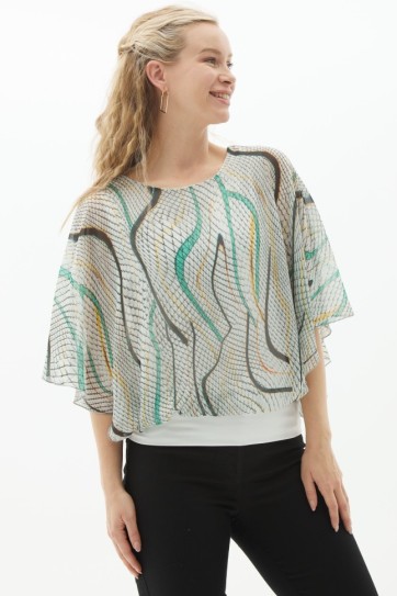 Üstü Dökümlü Kombinli Piton Desen Bluz