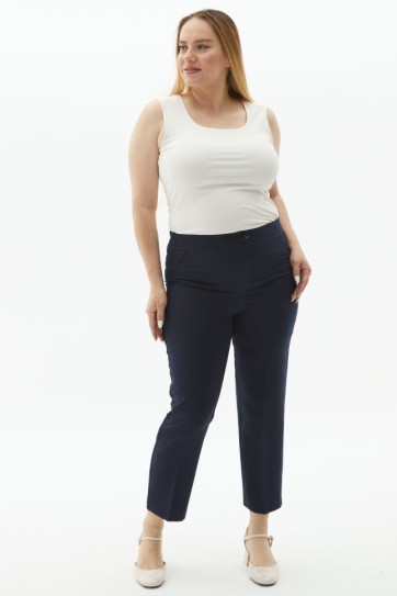 Büyük Beden Arkası Lastikli Süs Cep Pantolon