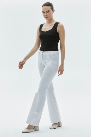 İspanyol Paça Spor Cep Cebi Parçalı Pantolon