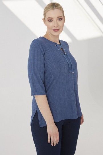 B.BD.YK.KUŞ GÖZÜ AKS.YANI YIRT.BLUZ