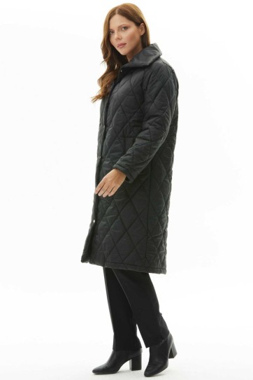 Büyük Beden Uzun Kapitone Mont