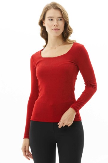 Kalp Yaka Uzun Kol Buzzy Bluz