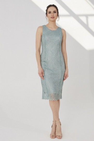 DANTELLİ PULLU KOLSUZ ELBİSE