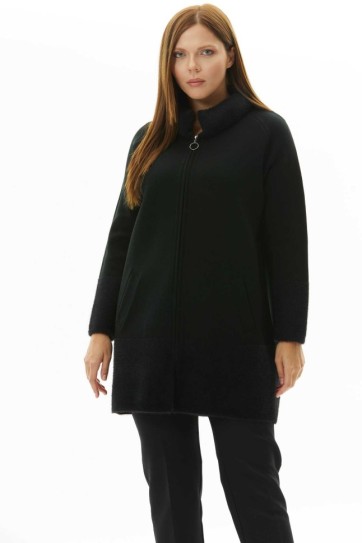 Önü Fermuarlı Yakası ve Etek Ucu Kombinli Hırka