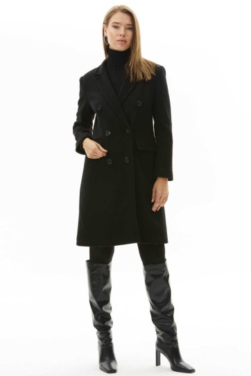 Erkek Yaka Kruvaze Kaban