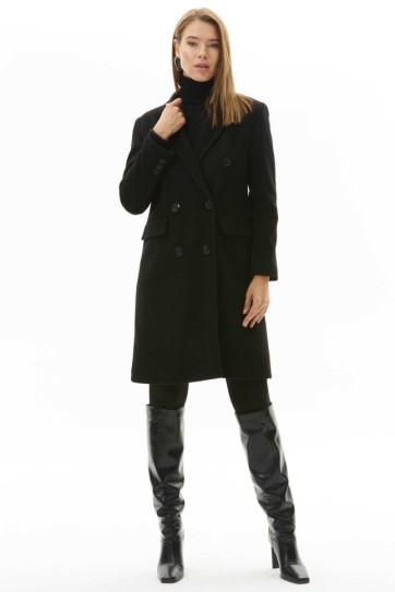 Erkek Yaka Kruvaze Kaban