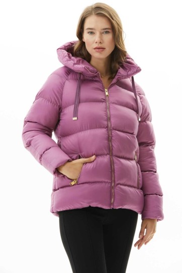 Kendinden Kapüşonlu Grogrenli Kısa Mont