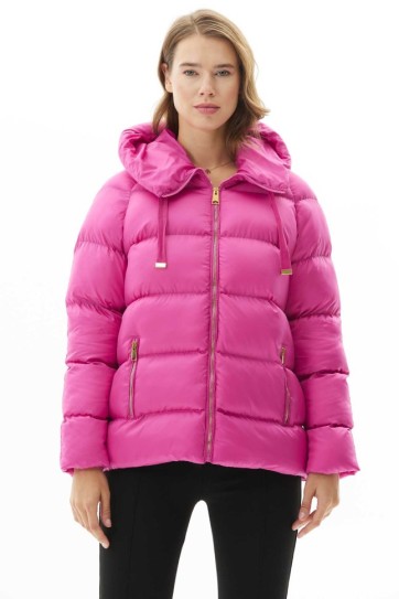 Kendinden Kapüşonlu Grogrenli Kısa Mont