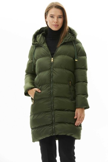 Kendinden Kapüşonlu Grogrenli Uzun Mont