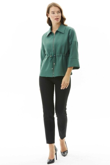 Beli Büzgülü Şömiziye Yaka Ceket