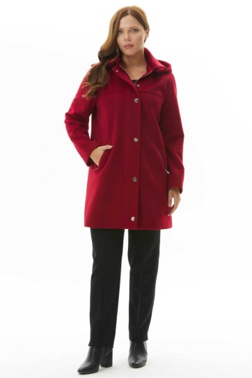 Büyük Beden Çıtçıtlı Cebi Fermuarlı Kaban